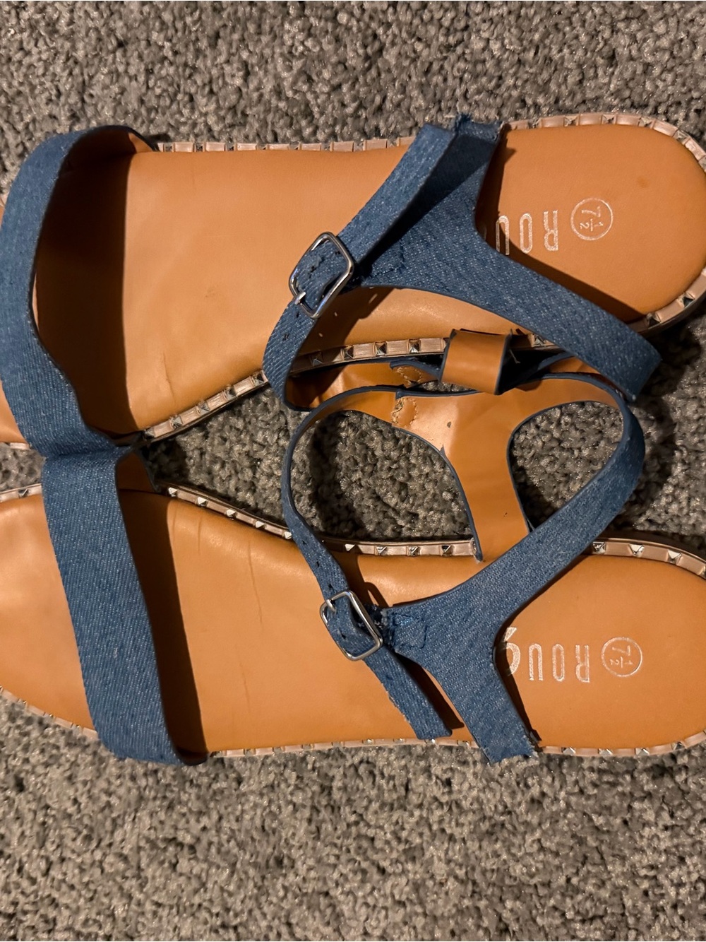 Roughly Branded Blue Denim Strap Women’s Sandals